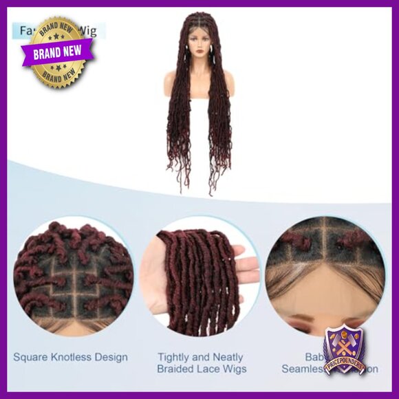 40 Inch Knotless Locs Braided Wig with Baby Hair, Double Lace Front main image 6